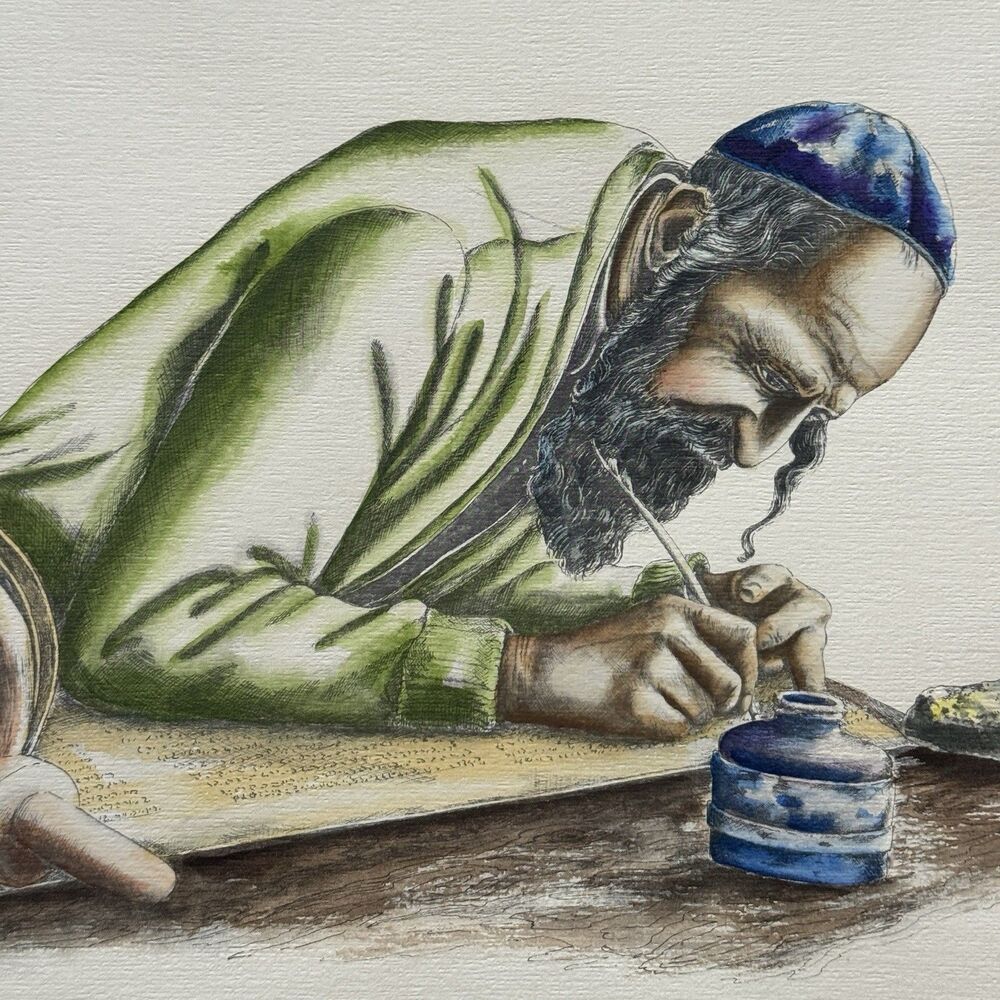 Mildred Schofield The Scribe Torah Sofer Judaica Signed Print 71/100 Vintage